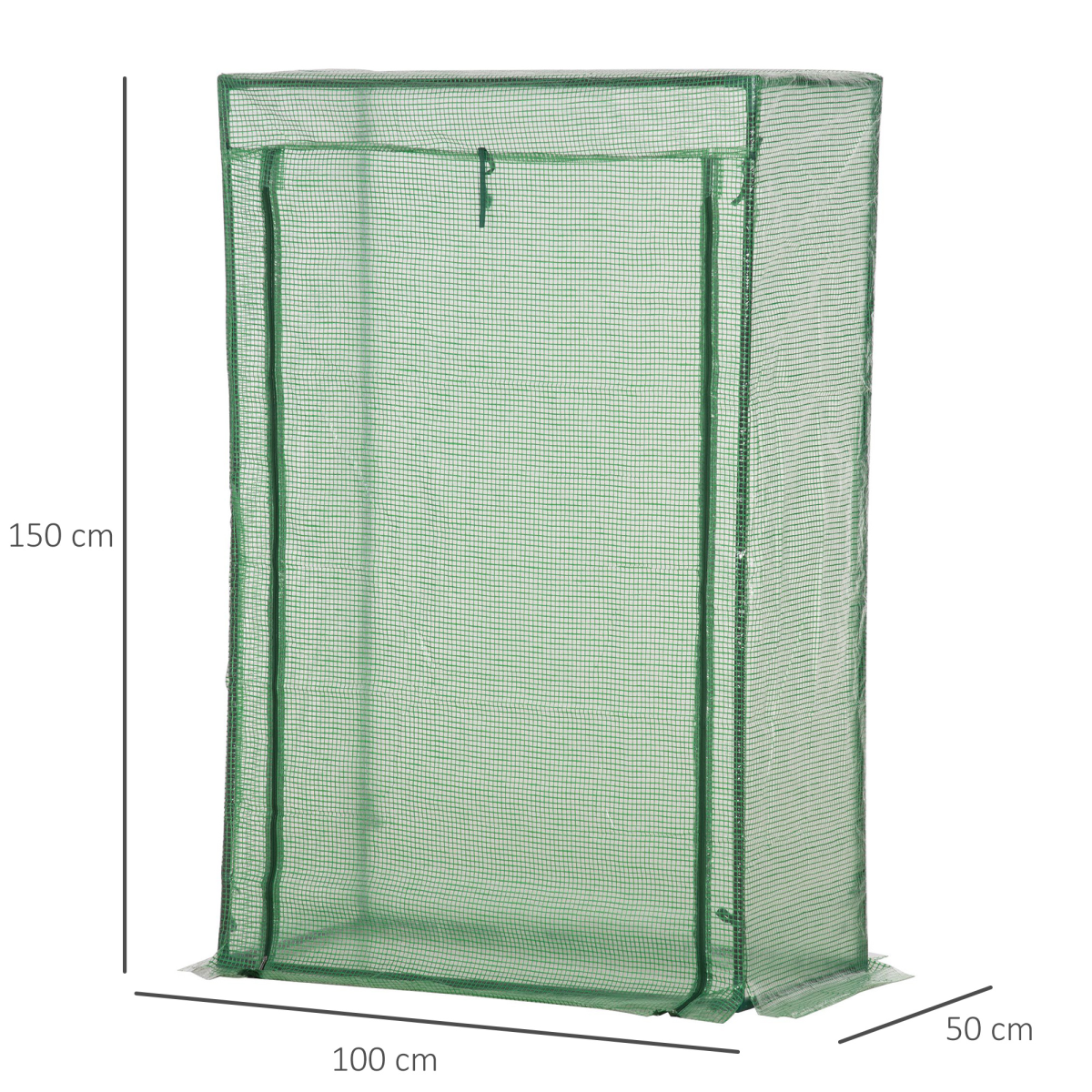 100x50x150cm Greenhouse PE Cover w/ Zipper Roll-up Door Outdoor, Green