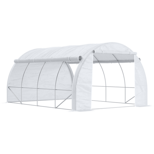 4 x 3 x 2 m Polytunnel Greenhouse Pollytunnel Tent w/ Steel Frame White